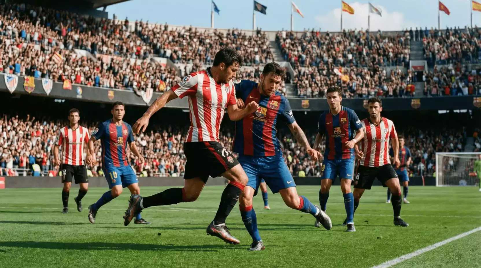 Partido entre Athletic Club y Barcelona en un estadio de LaLiga