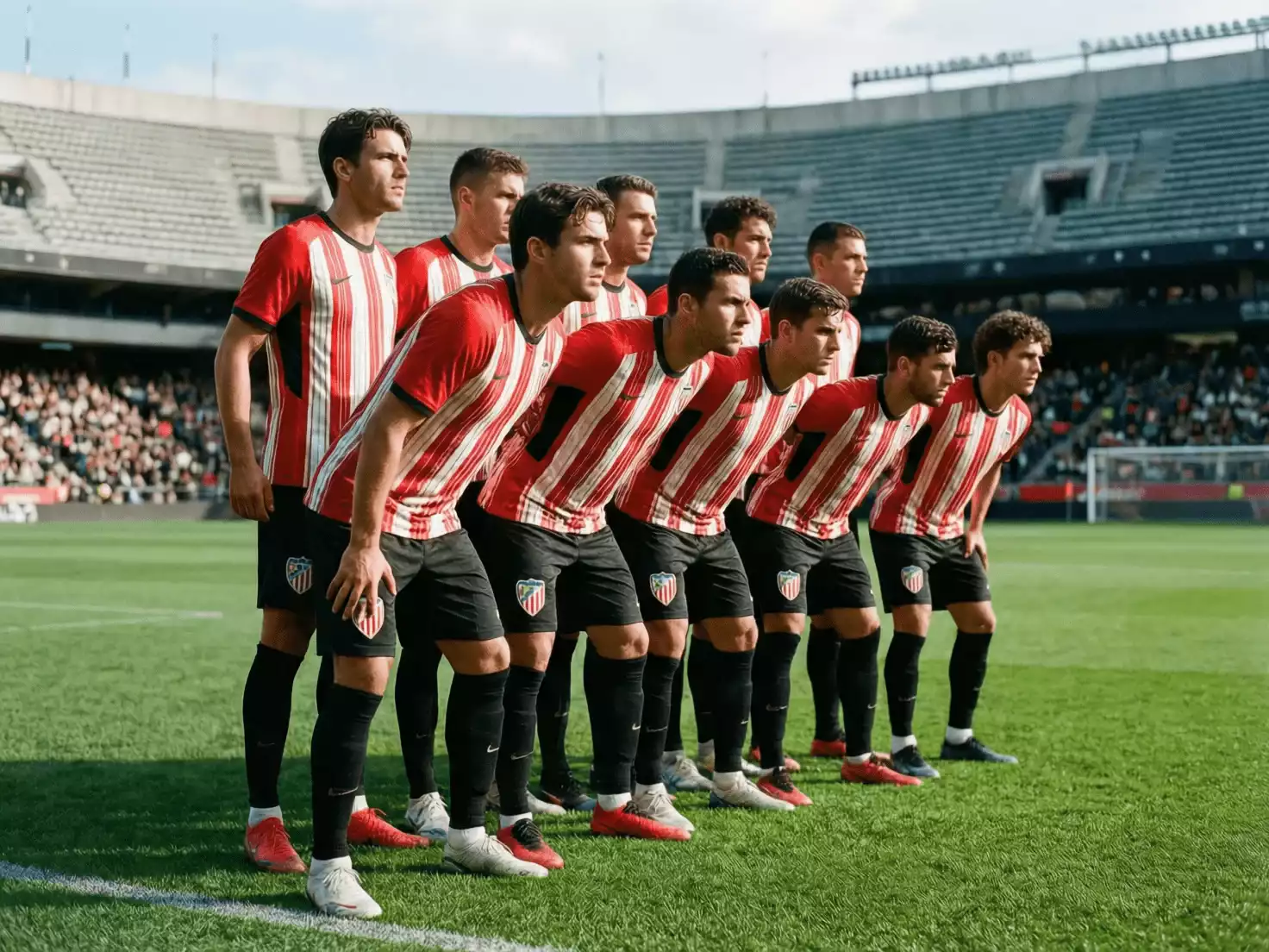 Equipo del Athletic Club formando antes de un partido importante de competici&oacute;n espa&ntilde;ola