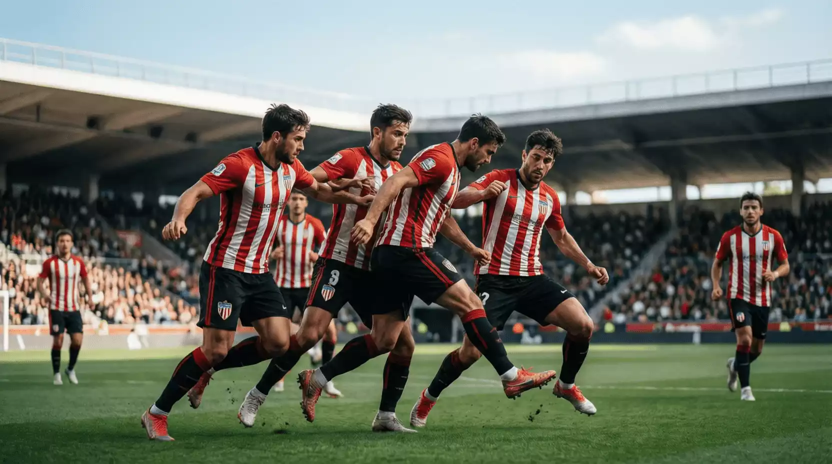 Jugadores del Athletic Club disputando un partido de Supercopa de España