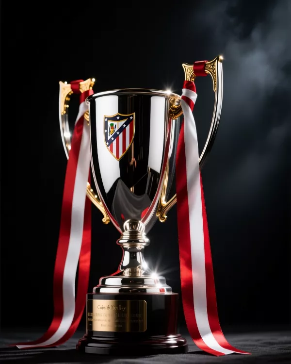 Trofeo de la Copa del Rey con los colores del Athletic Club