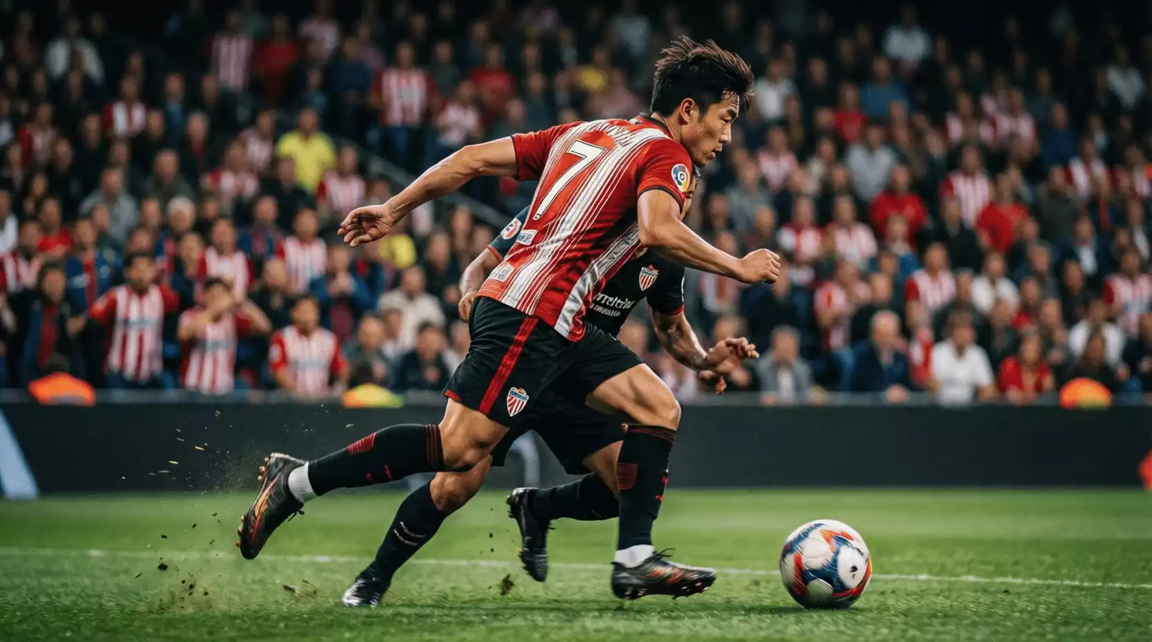 Extremo del Athletic Club realizando un regate durante un partido de LaLiga