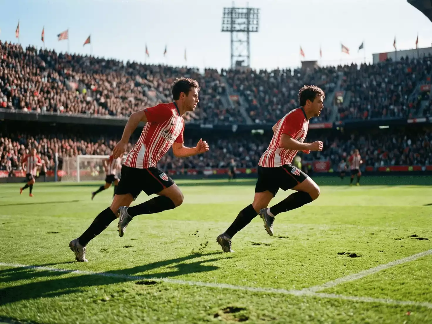 Dos extremos del Athletic Club en acci&oacute;n ofensiva durante un partido