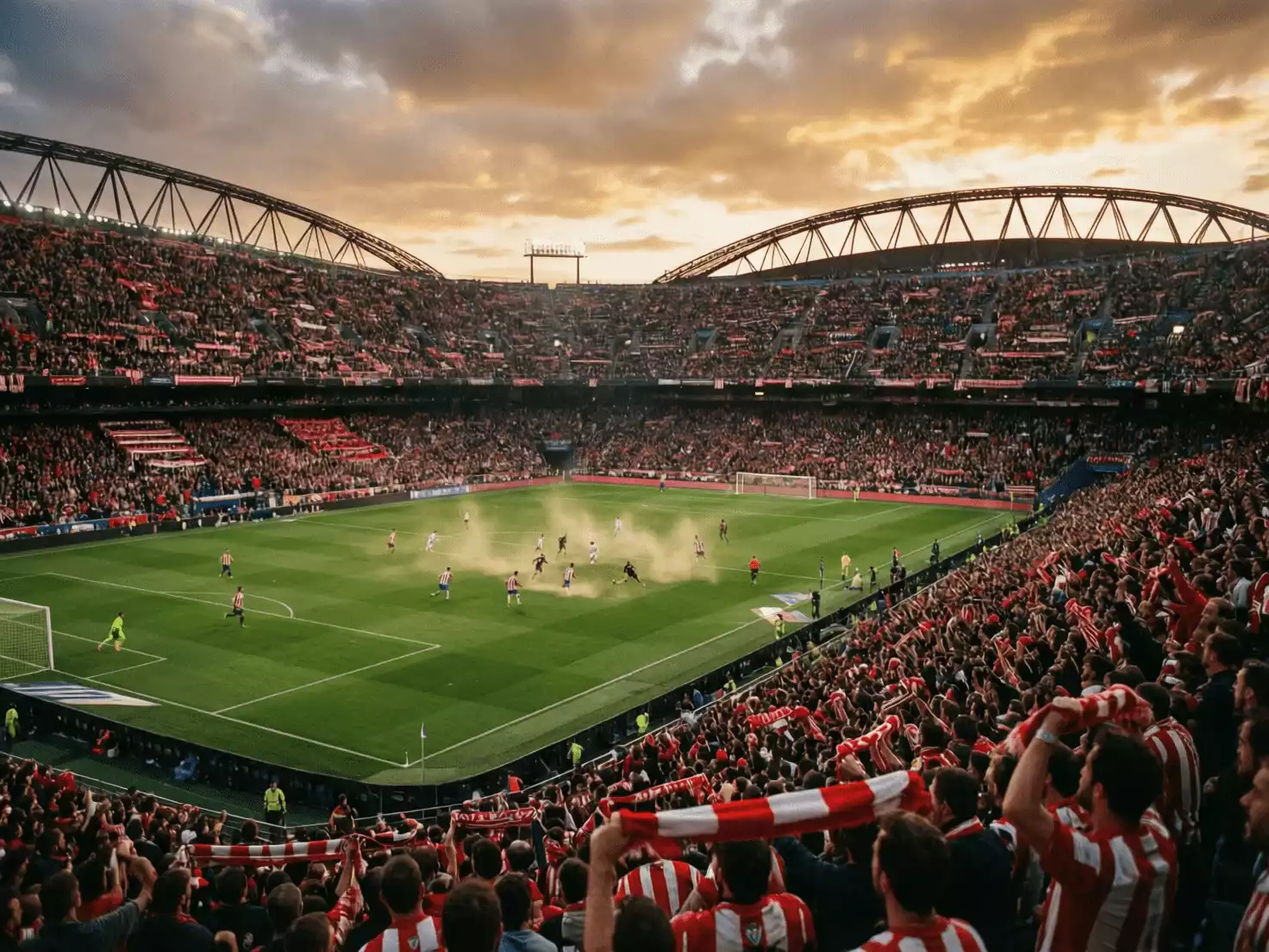 Vista del estadio San Mam&eacute;s durante un partido de Copa del Rey con ambiente de eliminatoria